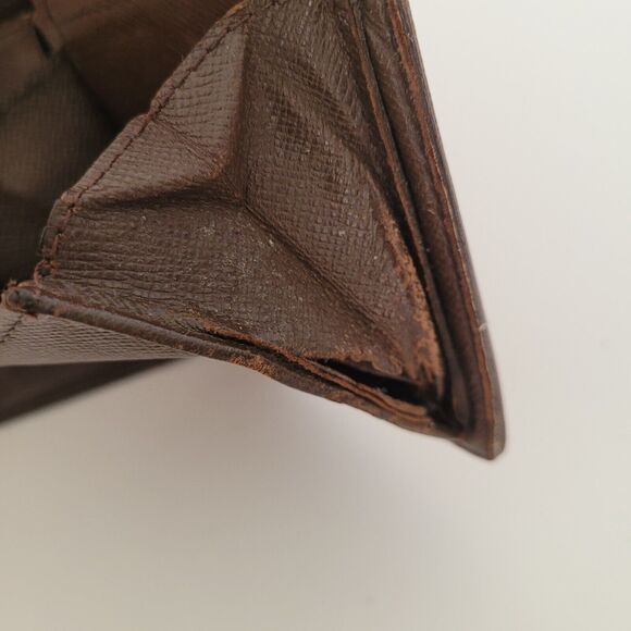 Vintage Louis Vuitton Men's LV Brown Bi-Fold Damier Leather Wallet Damaged Fair - Picture 10 of 14
